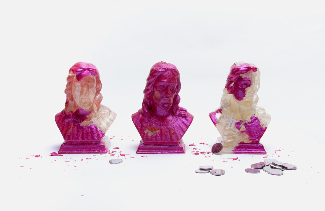 P(r)ay for Luck, resin Jesus statues with Made in China labels