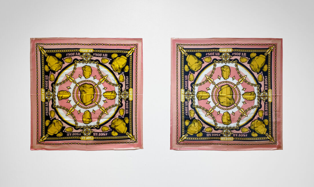 Self-Portrait Silk, two visually identical scarves